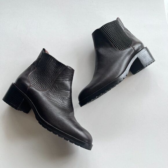 Cole Haan Dark Brown Leather Chunky Heeled Ankle‎ Riding Boots Womens Siz… - Picture 5 of 7